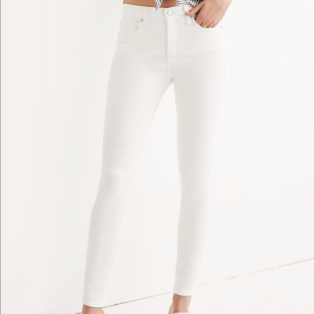 Madewell 9” high rise skinny jeans in pure white